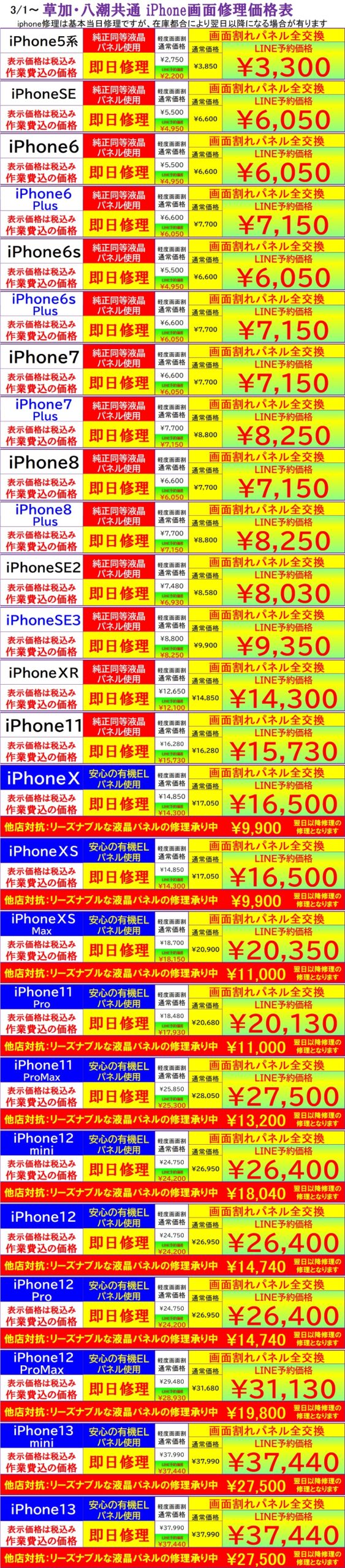 iPhoneの修理は草加市、八潮市、川口市、三郷市、吉川市、足立区のお客様は当日修理で技術力地域ＮＯ１、総務省修理登録店、フレンド草加本店へ