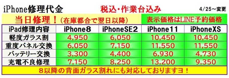iPhoneの修理は草加市、八潮市、川口市、三郷市、吉川市、足立区のお客様は当日修理で技術力地域ＮＯ１、総務省修理登録店、フレンド草加本店へ